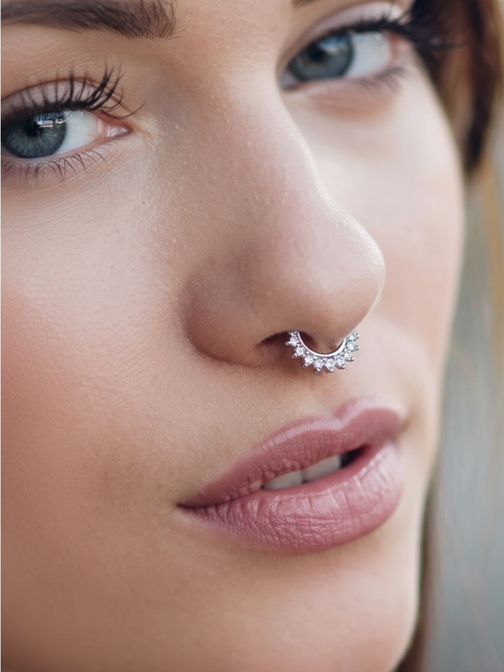 "Kelsie" Nose Ring/Ear Cuff Diamond Everyday/Costume/Beach Jewelry/Accessory - Picture 1 of 5
